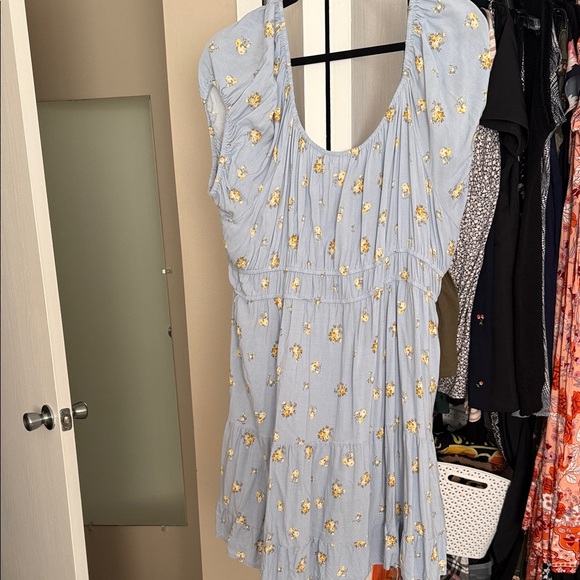 Ultra Flirt Light Blue Floral Mini Dress - Picture 3 of 3